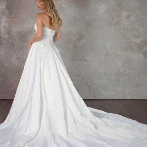 Glamour suknia ślubna bez ramiączek typu fit & flare z odpinaną spódnicą wierzchnią – D4149, dodatkowe ujęcie 2