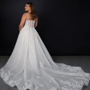 Suknia ślubna romantyczna księżniczka w linii A z koronki i brokatowego tiulu – ML1833, dodatkowe ujęcie 3