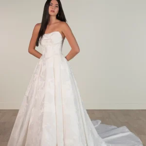Elegancka satynowa suknia ślubna balowa bez ramiączek – SY8084, dodatkowe ujęcie 2