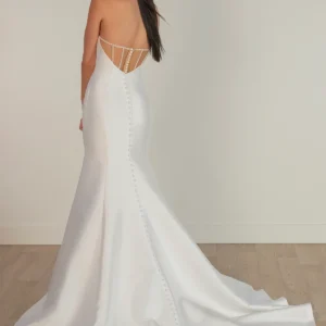 Suknia ślubna typu fit & flare z mikado bez ramiączek z detalem w postaci kokardy – SY8159, dodatkowe ujęcie 1
