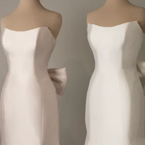 Suknia ślubna typu fit & flare z mikado bez ramiączek z detalem w postaci kokardy – SY8159, dodatkowe ujęcie 2